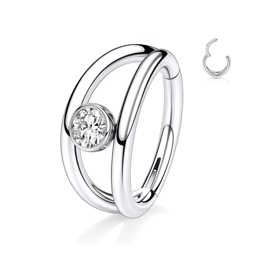 Salvatori Paris Crystal Double Nose Clicker Piercing