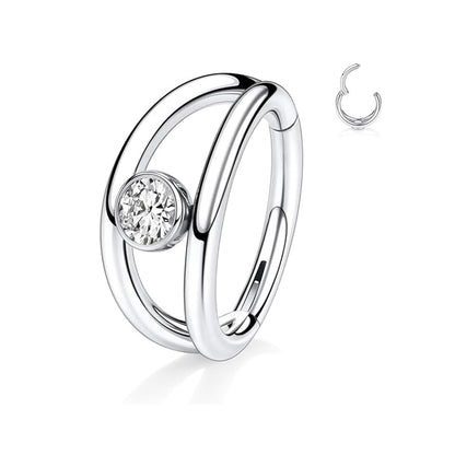 Salvatori Paris Crystal Double Nose Clicker Piercing
