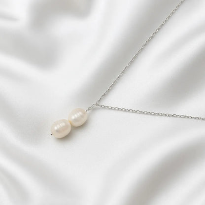 Salvatori Paris Clara Lux Silver Double Baroque Pearl Necklace