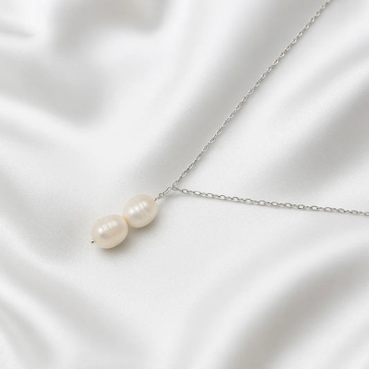 Salvatori Paris Clara Lux Silver Double Baroque Pearl Necklace