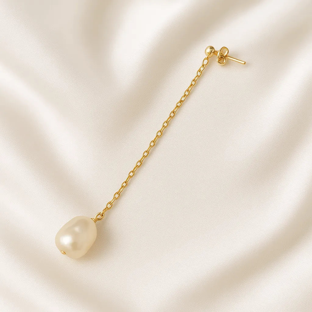 Salvatori Paris Douce Nuit Stud Long Pearl Drop Earrings