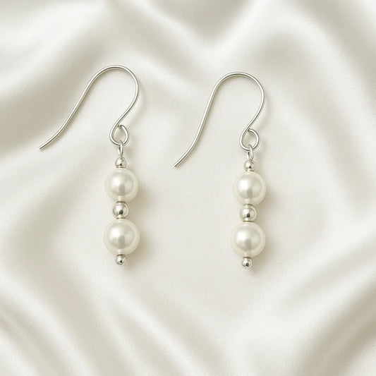 Salvatori Paris Fleur Céleste Silver Hook Pearl Earrings