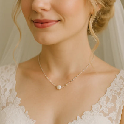 Salvatori Paris Clara Lux Silver Single Baroque Dainty Pearl Choker Necklace