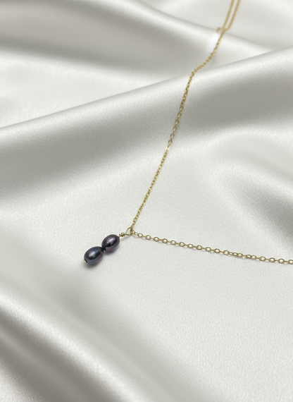 Salvatori Paris Solea Alba Gold Filled Double Black Pearl Necklace