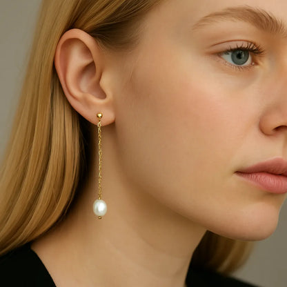 Salvatori Paris Douce Nuit Stud Long Pearl Drop Earrings