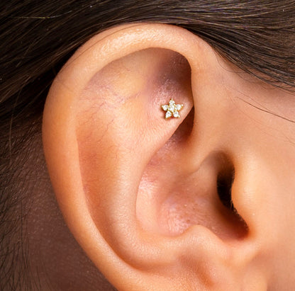 Salvatori Paris Flower Rook Piercing Cartilage Hoop Earring
