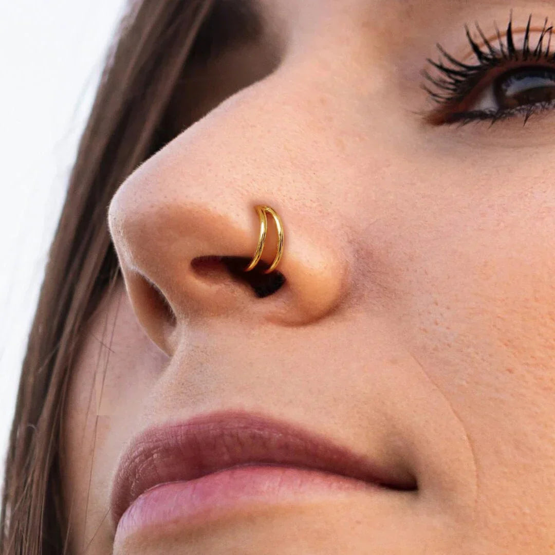 Salvatori Paris Gold Classic Double Nose Piercing and Clicker Double Nose Ring