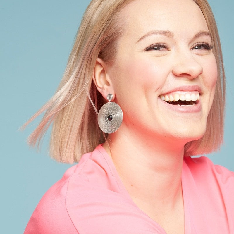 Kalevala Kosmos Earrings, Silver and Onyx, Kalevala Modern