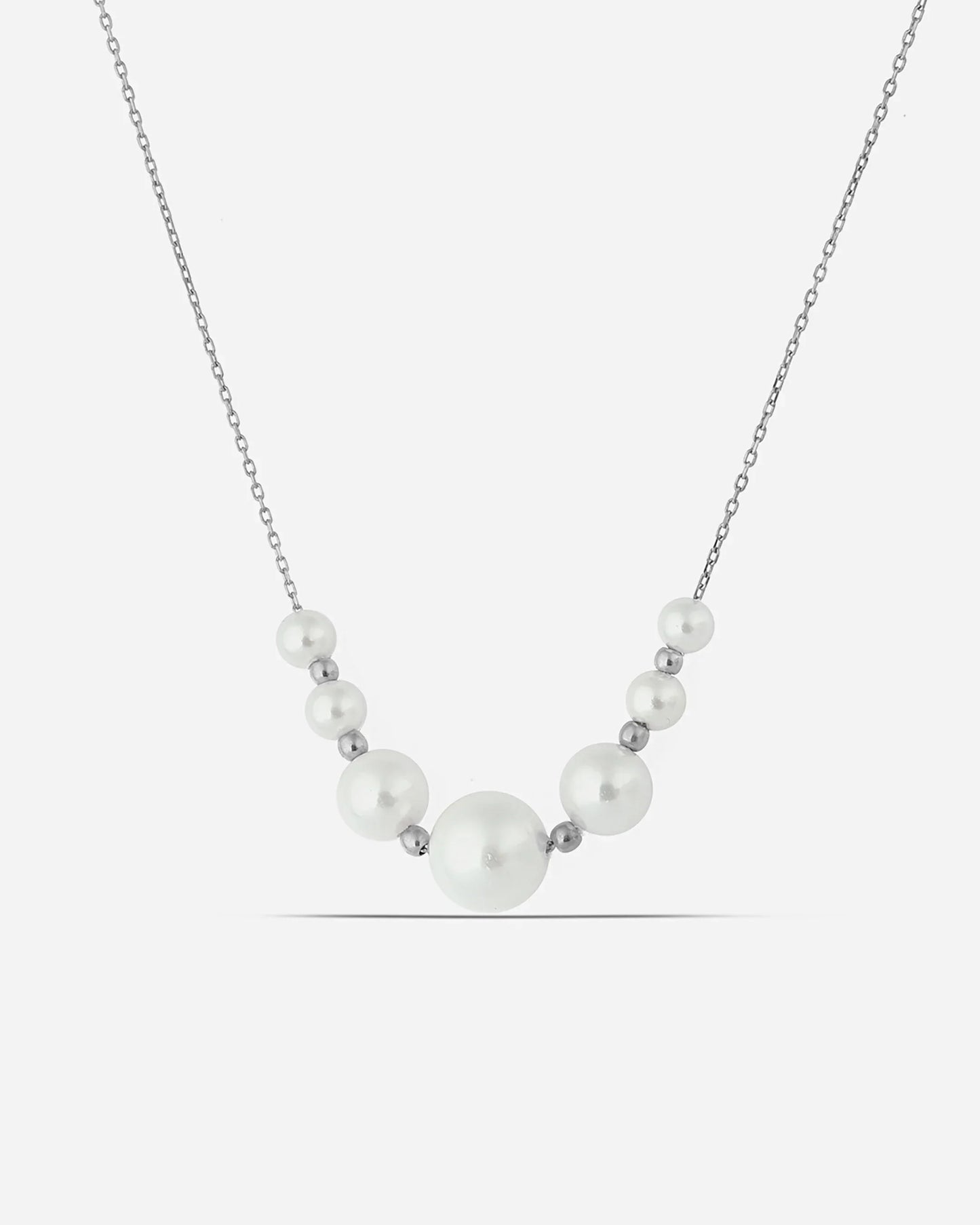 Salvatori Paris Modern Silver Layered Pearl Necklace