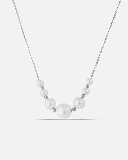 Salvatori Paris Modern Silver Layered Pearl Necklace