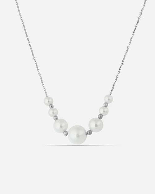 Salvatori Paris Modern Silver Layered Pearl Necklace