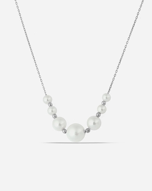 Salvatori Paris Modern Silver Layered Pearl Necklace