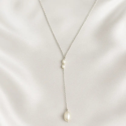 Salvatori Paris Solea Alba Silver Large Lariat Pearl Necklace