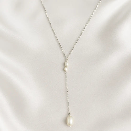 Salvatori Paris Solea Alba Silver Large Lariat Pearl Necklace