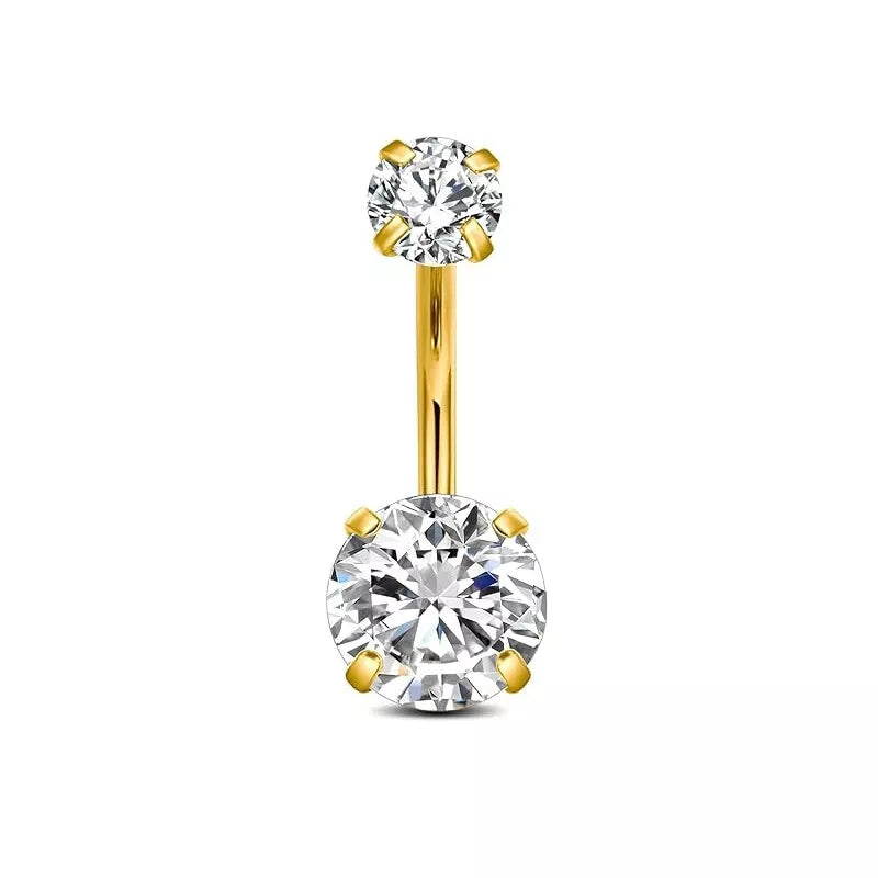 Salvatori Paris Gold Plated Double Cubic Zirconia Belly Bar