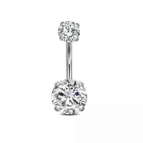 Salvatori Paris Surgical Steel Double Cubic Zirconia Belly Bar