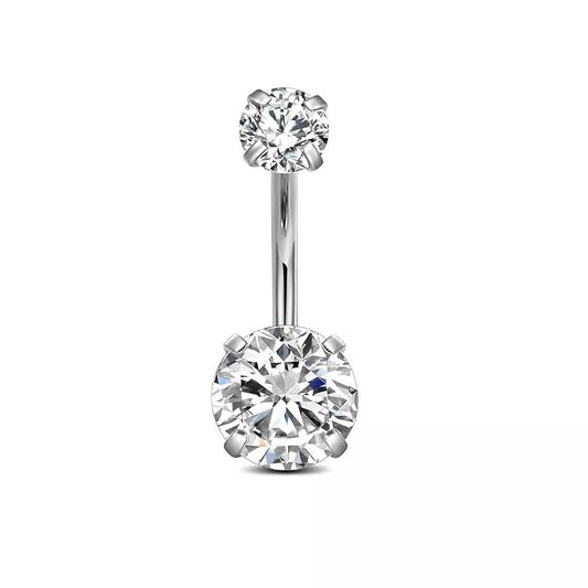 Salvatori Paris Surgical Steel Double Cubic Zirconia Belly Bar