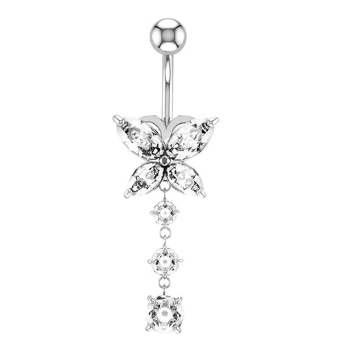 Salvatori Paris Surgical Steel Diamond Butterfly Belly Bar