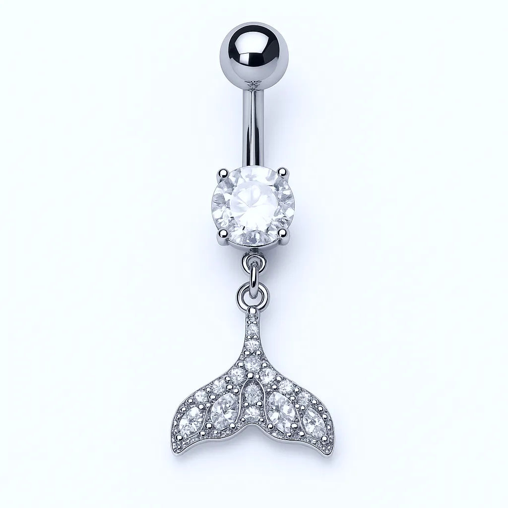 Salvatori Paris Silver Surgical Steel Crystal Tail Belly Piercing