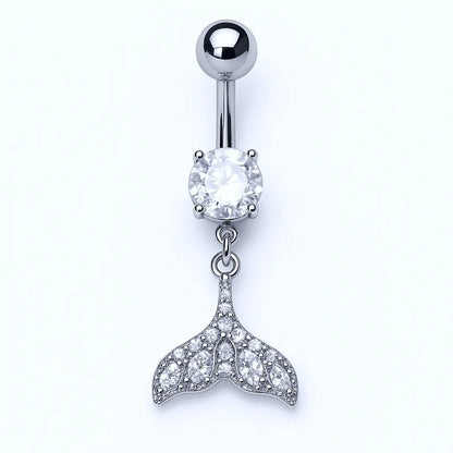 Salvatori Paris Silver Surgical Steel Crystal Tail Belly Piercing