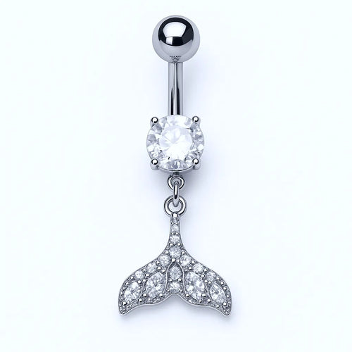 Salvatori Paris Silver Surgical Steel Crystal Tail Belly Piercing