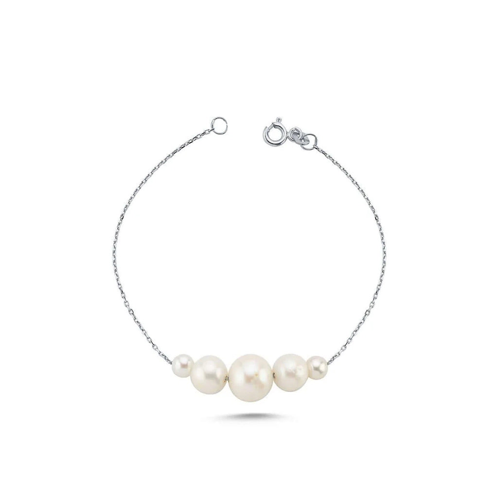 Salvatori Paris Silver Layered White Baroque Pearl Bracelet