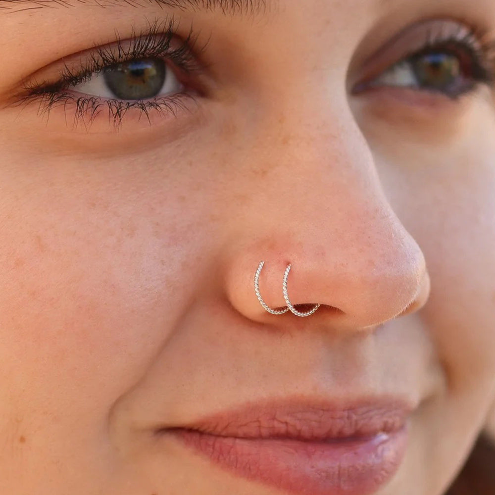 Salvatori Paris Twisted Spiral Double Hoop Nose Ring and Nose Piercing