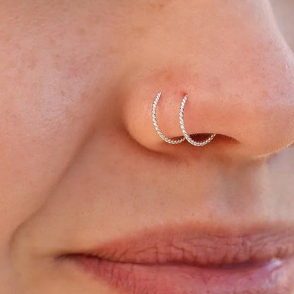 Salvatori Paris Twisted Spiral Double Hoop Nose Ring and Nose Piercing
