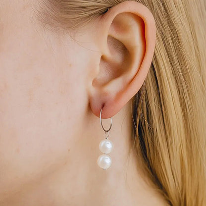 Salvatori Paris Silva Opale Silver Double Pearl Drop Earrings